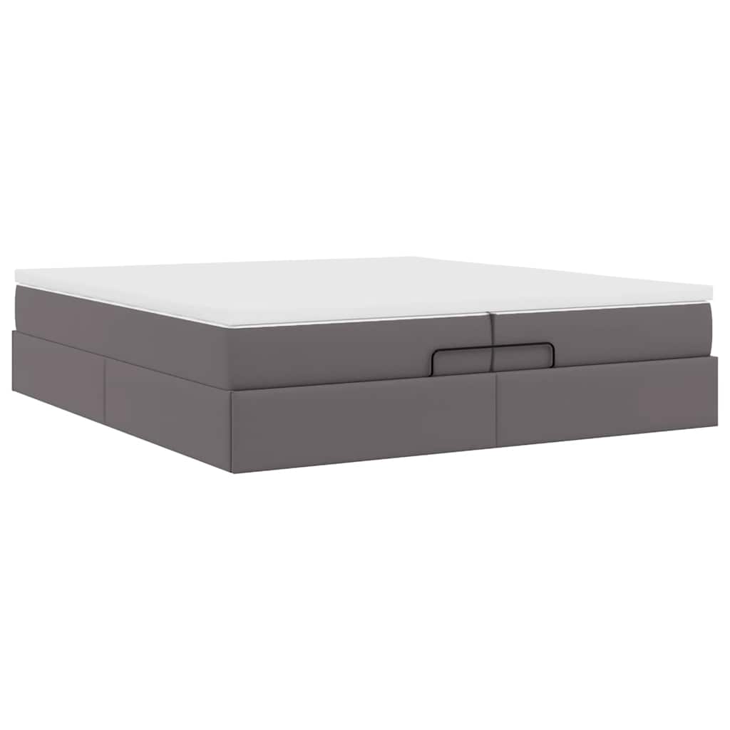 Ottoman bed met matrassen 200x200cm kunstleer grijs