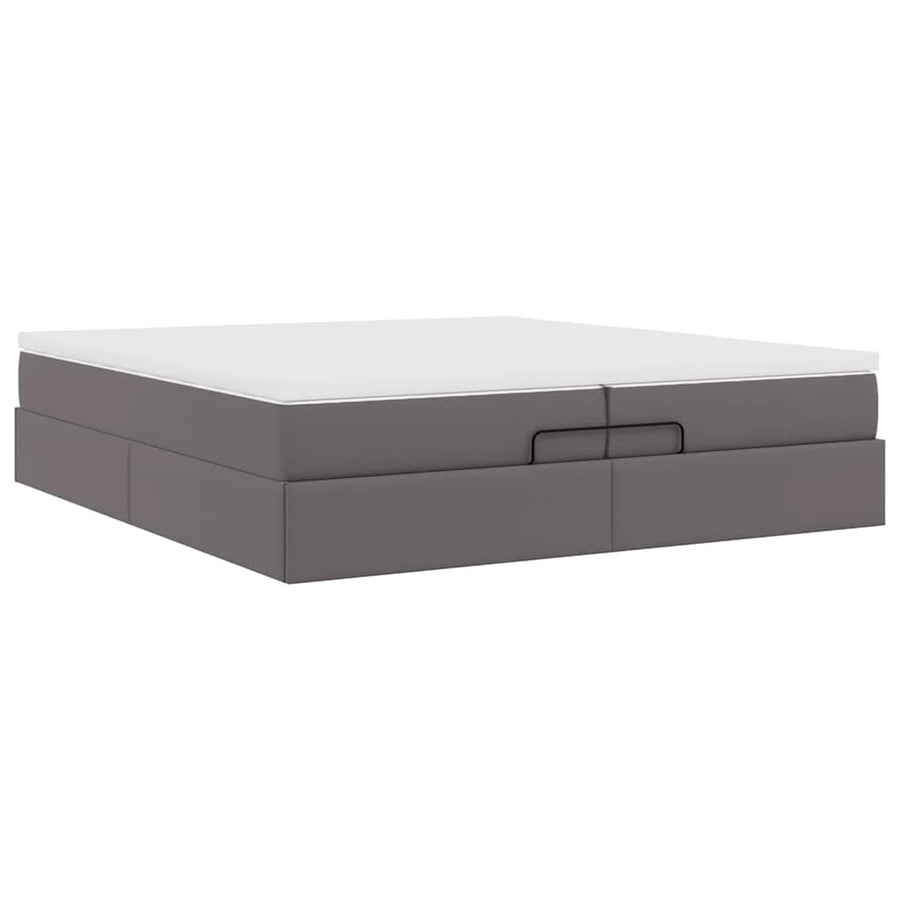 Ottoman bed met matrassen 200x200cm kunstleer grijs