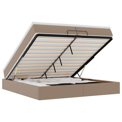Ottoman bed met matrassen 200x200cm kunstleer cappuccinokleurig