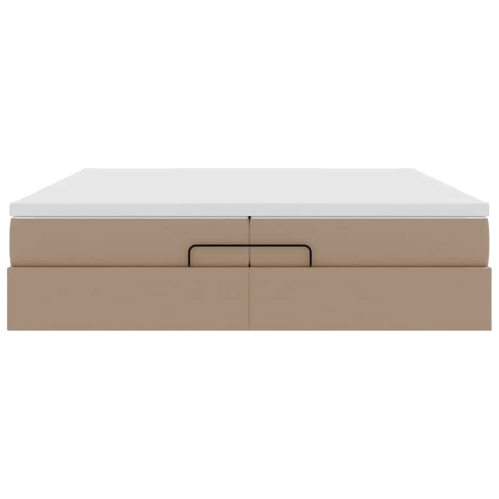 Ottoman bed met matrassen 200x200cm kunstleer cappuccinokleurig