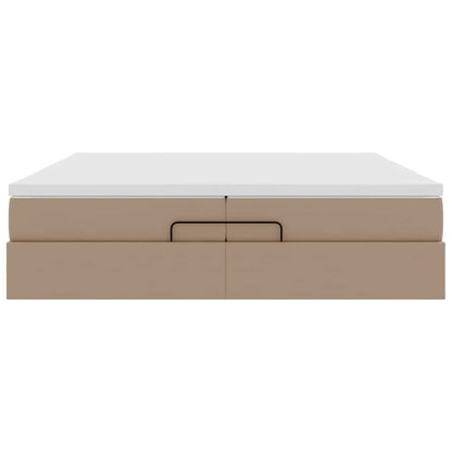 Ottoman bed met matrassen 200x200cm kunstleer cappuccinokleurig