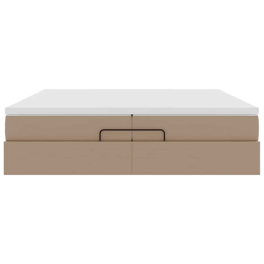 Ottoman bed met matrassen 200x200cm kunstleer cappuccinokleurig