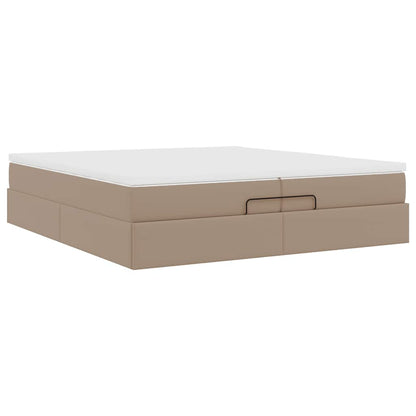 Ottoman bed met matrassen 200x200cm kunstleer cappuccinokleurig