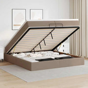 Ottoman bed with mattresses 200x200cm faux leather cappuccino coloured