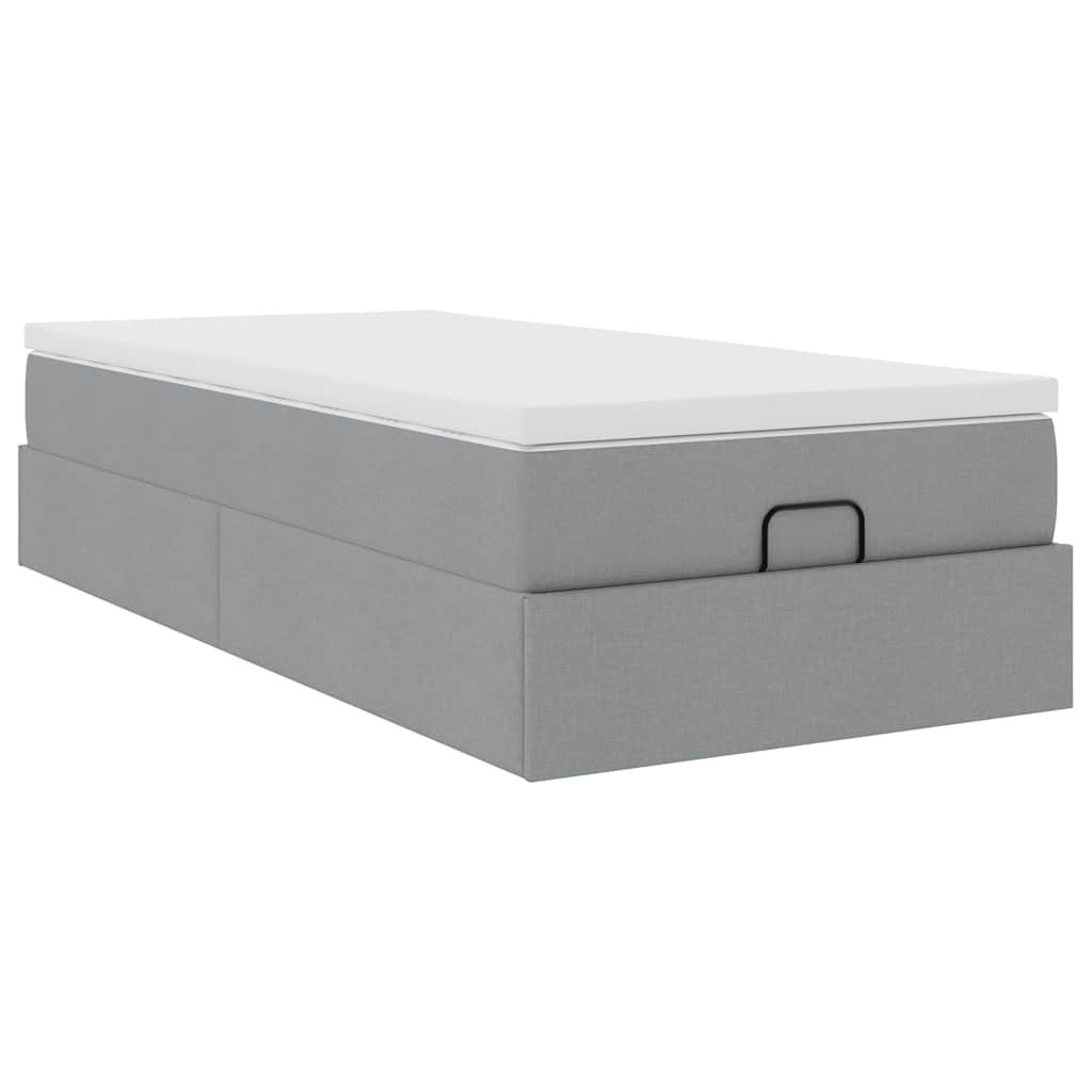 Ottoman bed met matras 80x200cm stof lichtgrijs