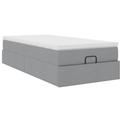 Ottoman bed met matras 80x200cm stof lichtgrijs