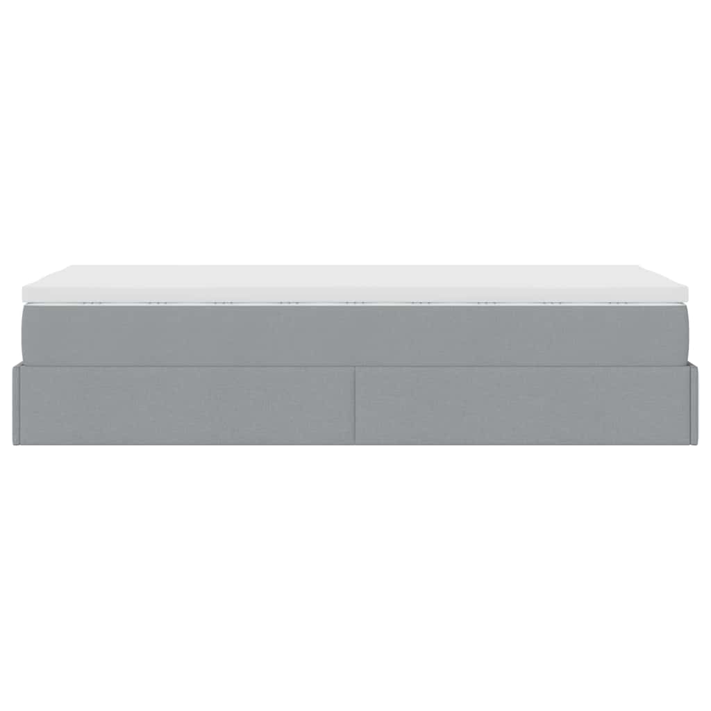 Ottoman bed met matras 80x200cm stof lichtgrijs
