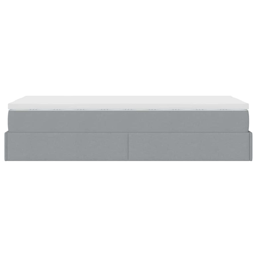 Ottoman bed met matras 80x200cm stof lichtgrijs