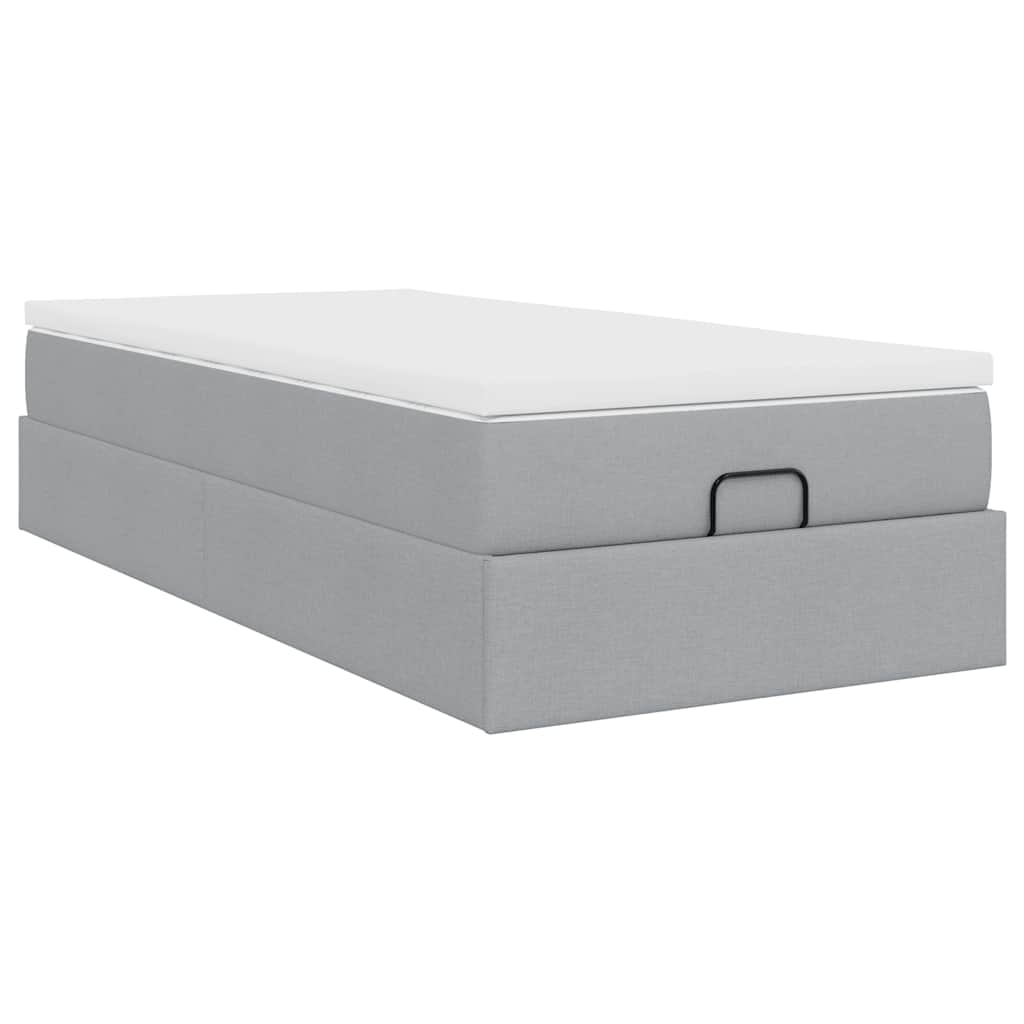 Ottoman bed met matras 80x200cm stof lichtgrijs