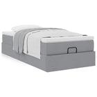 Ottoman bed with mattress 80x200cm light grey fabric