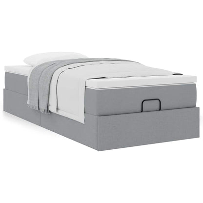 Ottoman bed met matras 80x200cm stof lichtgrijs