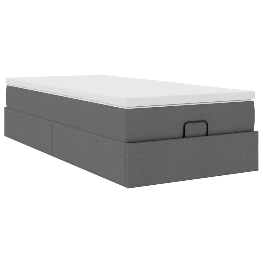 Ottoman bed met matras 80x200cm stof donkergrijs