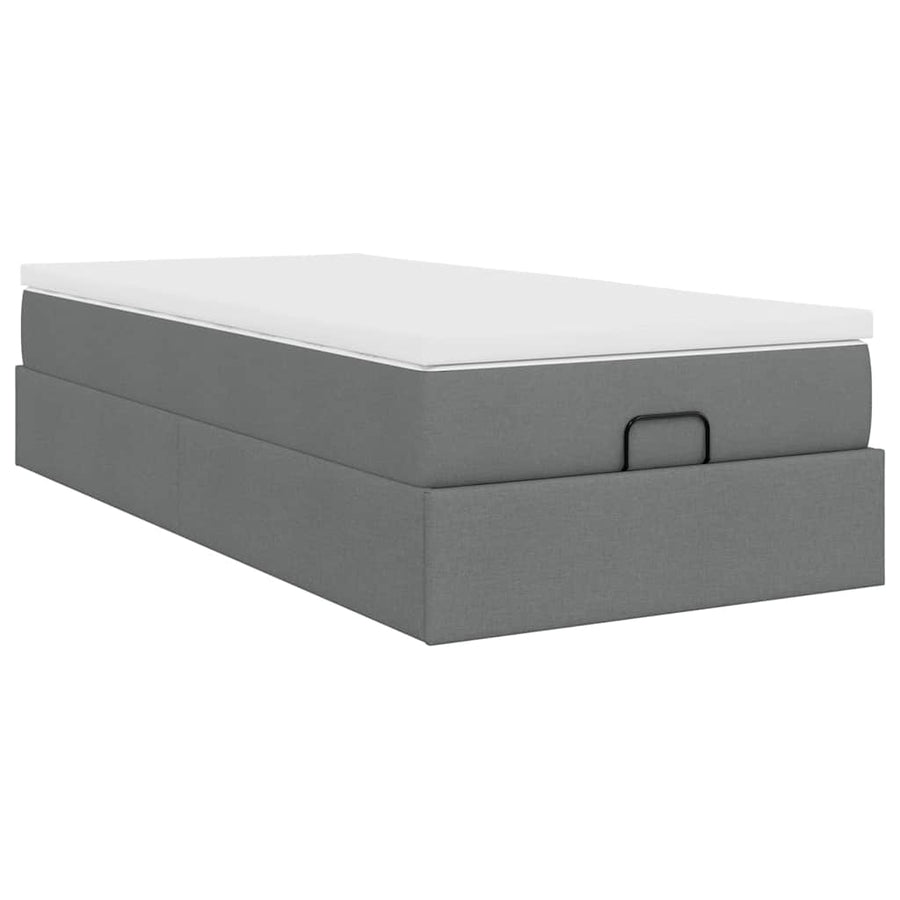 Ottoman bed met matras 80x200cm stof donkergrijs