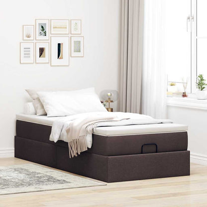 Ottoman bed met matras 80x200cm stof donkerbruin