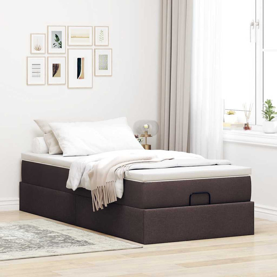 Ottoman bed met matras 80x200cm stof donkerbruin