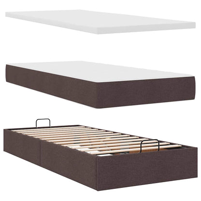 Ottoman bed met matras 80x200cm stof donkerbruin