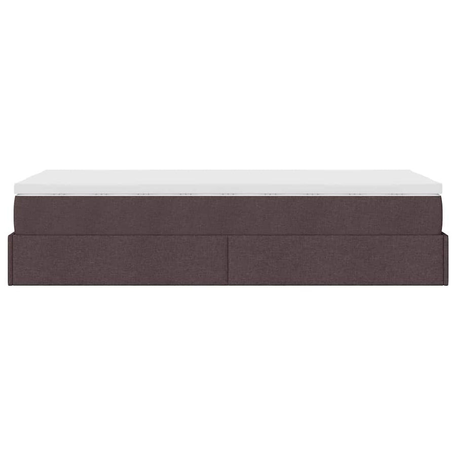 Ottoman bed met matras 80x200cm stof donkerbruin