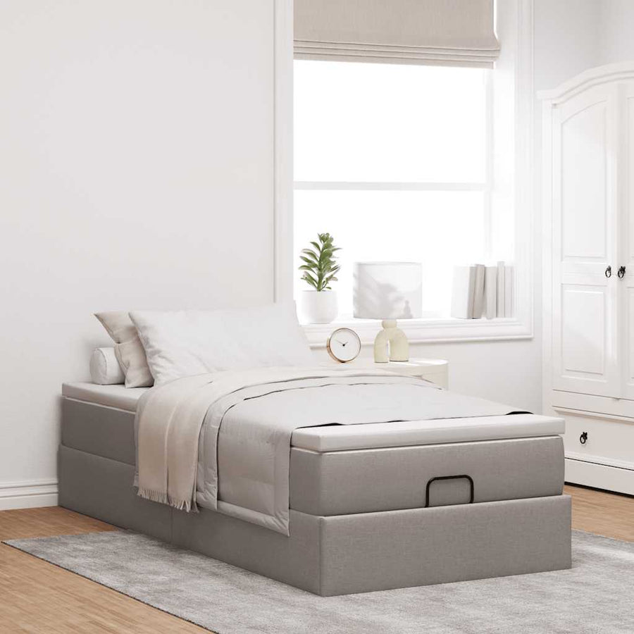 Ottoman bed met matras 80x200cm stof taupe