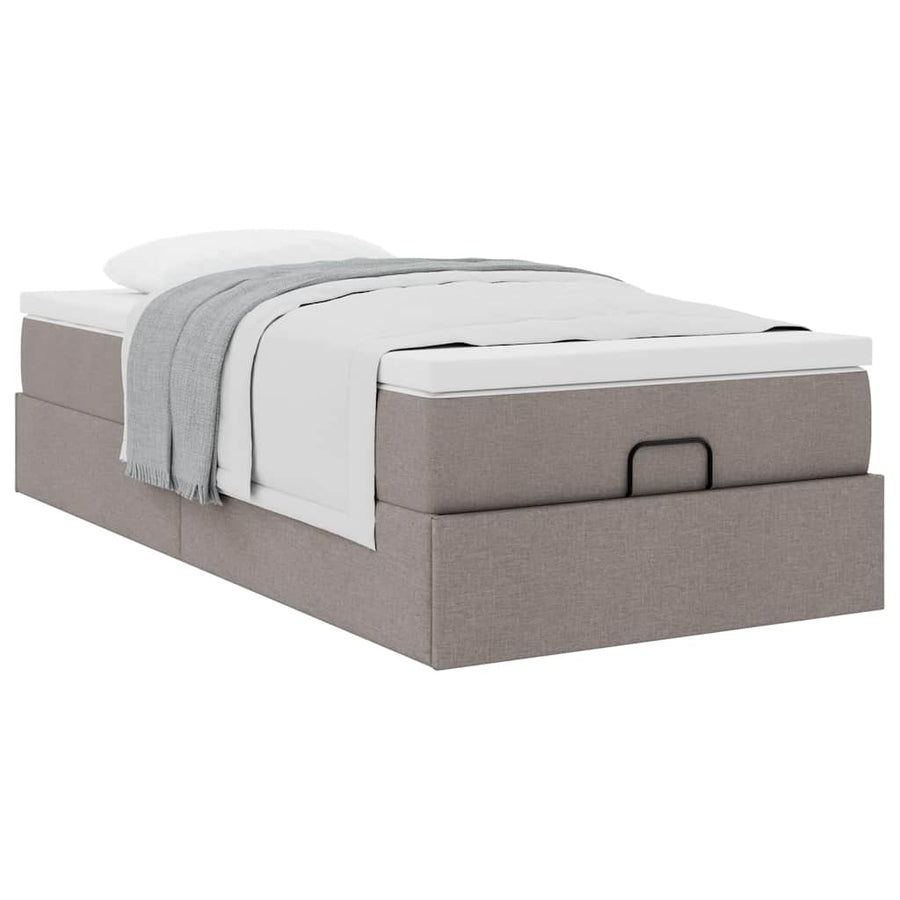 Ottoman bed met matras 80x200cm stof taupe