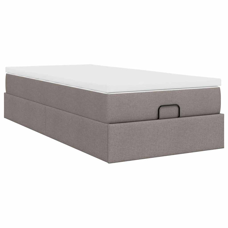 Ottoman bed met matras 80x200cm stof taupe