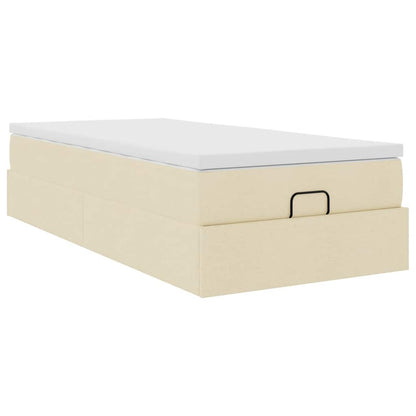 Ottoman bed met matras 80x200cm stof crèmekleurig