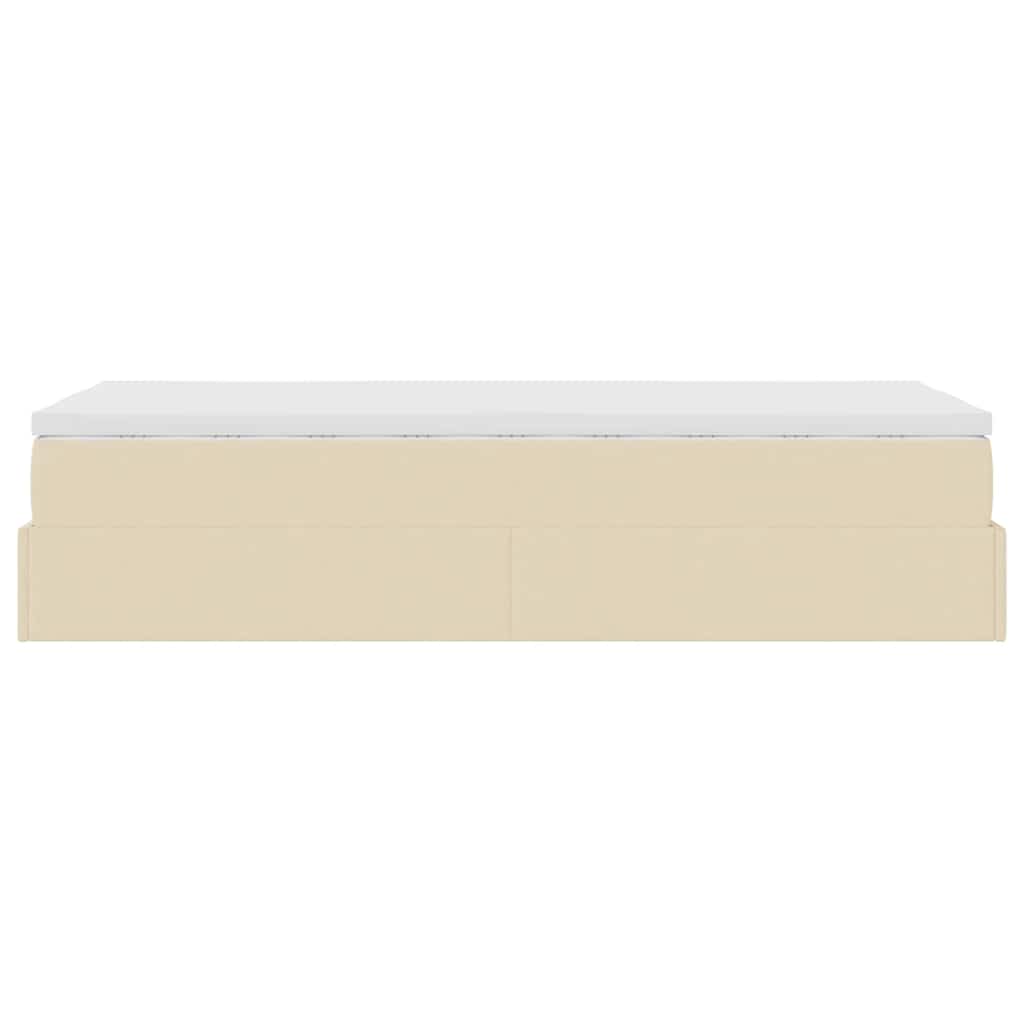 Ottoman bed met matras 80x200cm stof crèmekleurig