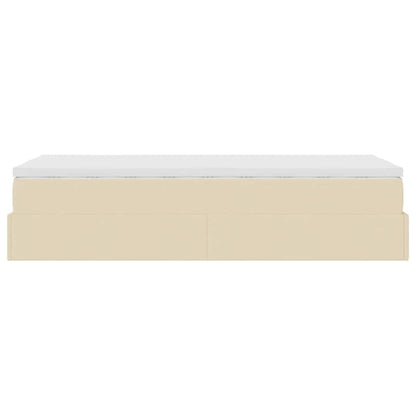Ottoman bed met matras 80x200cm stof crèmekleurig
