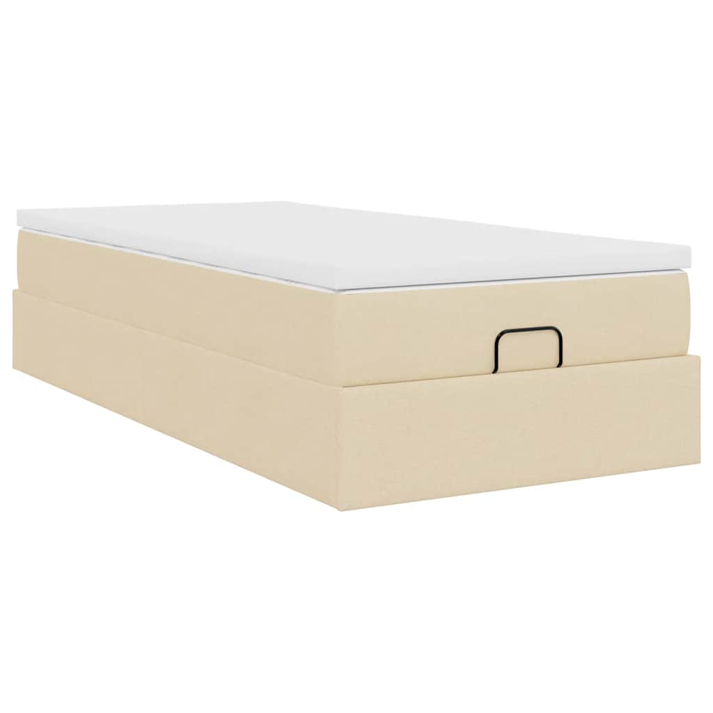 Ottoman bed met matras 80x200cm stof crèmekleurig