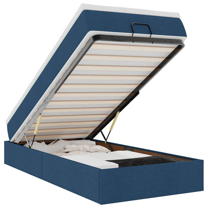 Ottoman bed met matras 80x200cm stof blauw