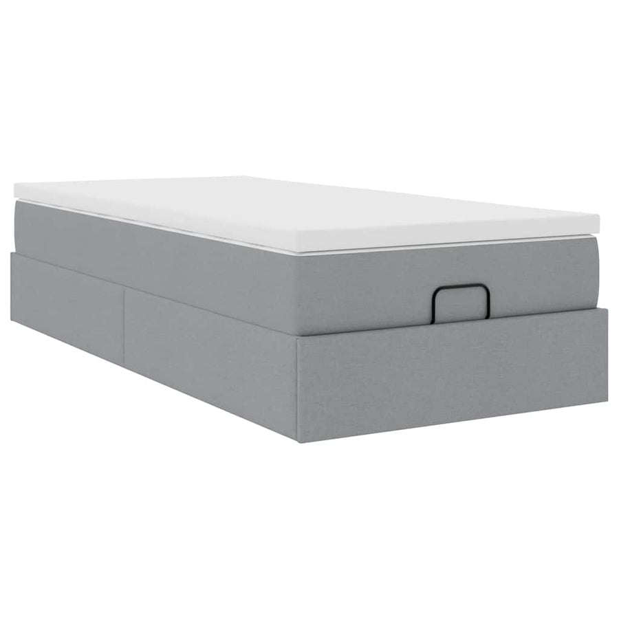Ottoman bed met matras 90x190cm stof lichtgrijs