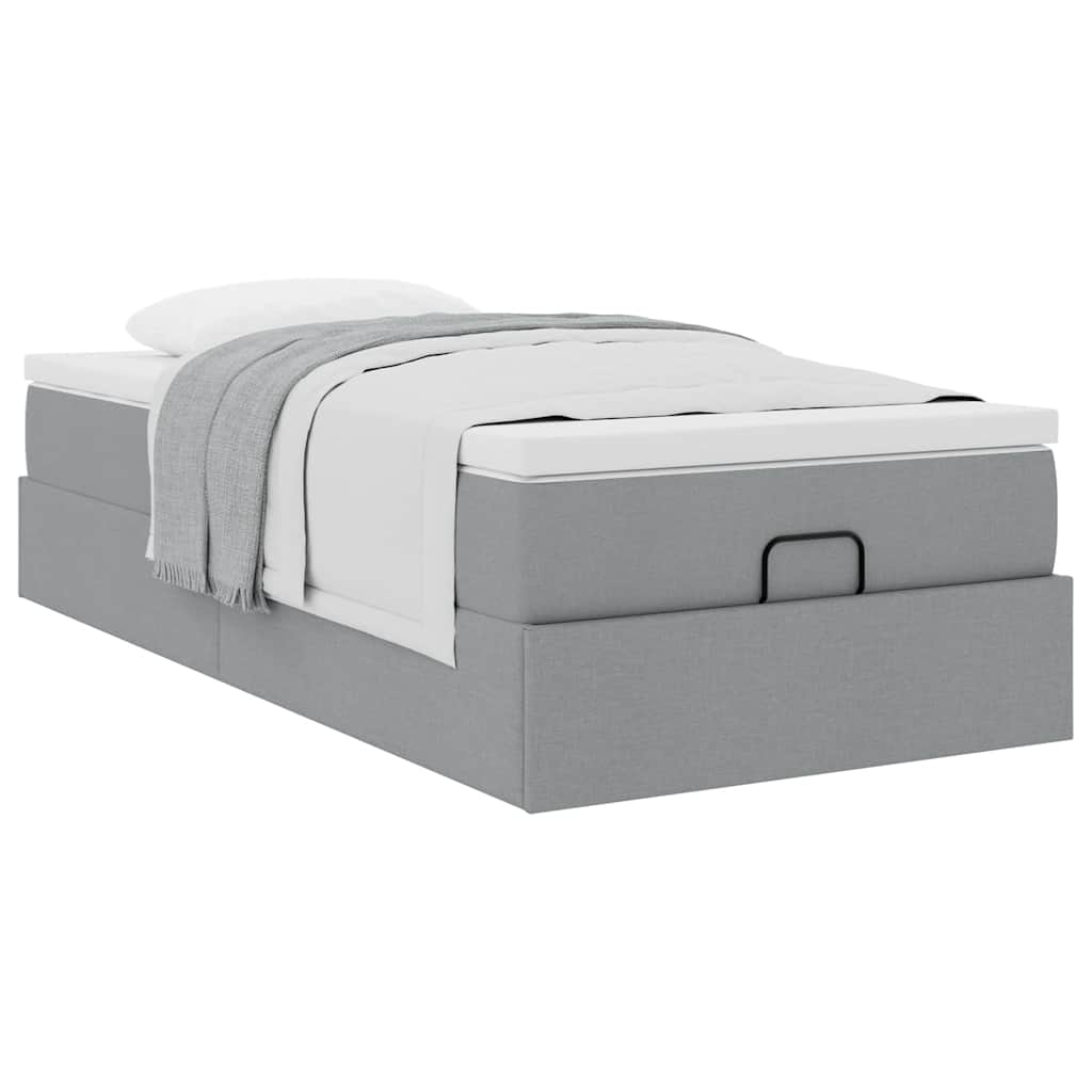 Ottoman bed met matras 90x190cm stof lichtgrijs