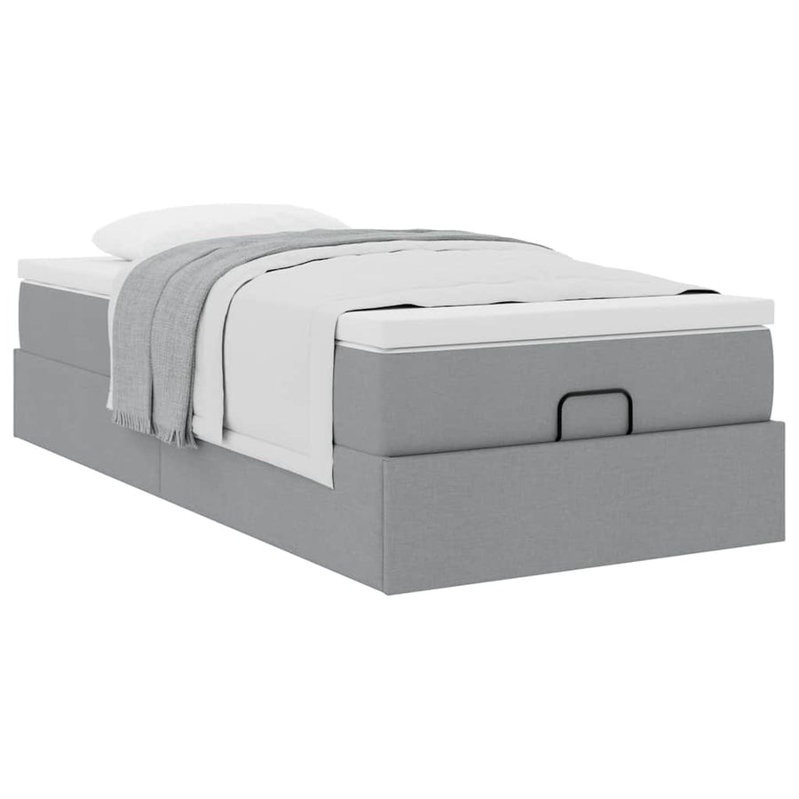 Ottoman bed met matras 90x190cm stof lichtgrijs