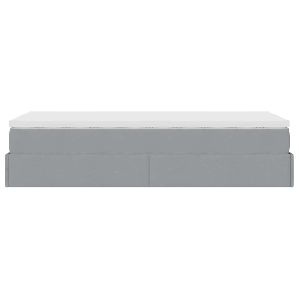 Ottoman bed met matras 90x190cm stof lichtgrijs