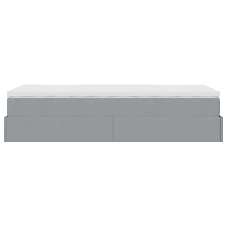 Ottoman bed met matras 90x190cm stof lichtgrijs