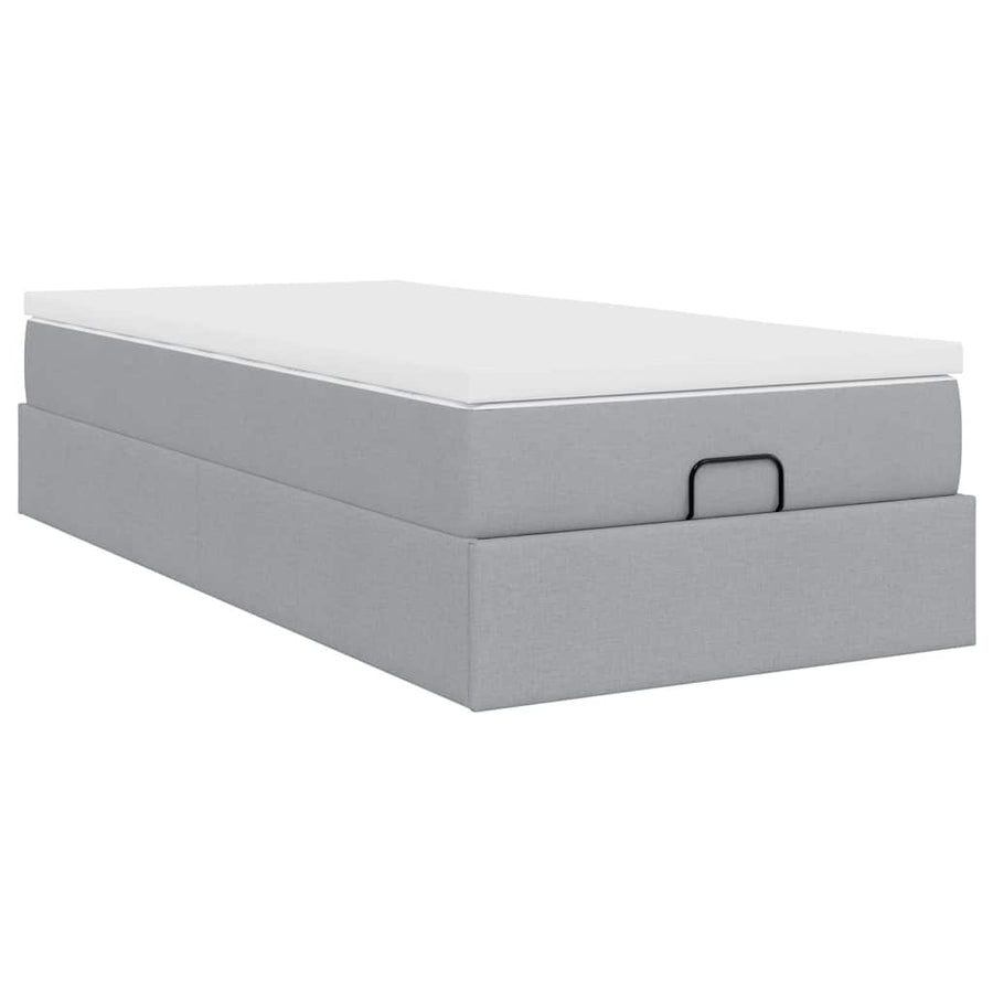 Ottoman bed met matras 90x190cm stof lichtgrijs