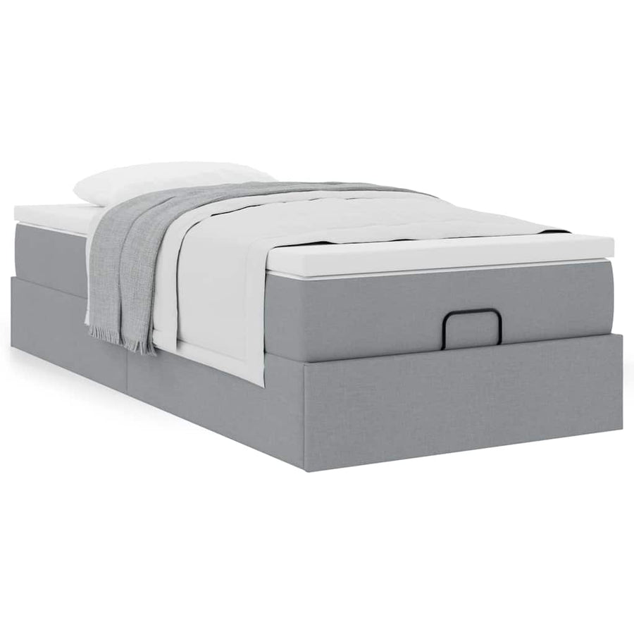 Ottoman bed met matras 90x190cm stof lichtgrijs