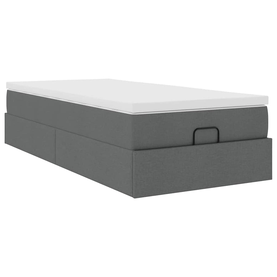 Ottoman bed met matras 90x190cm stof donkergrijs