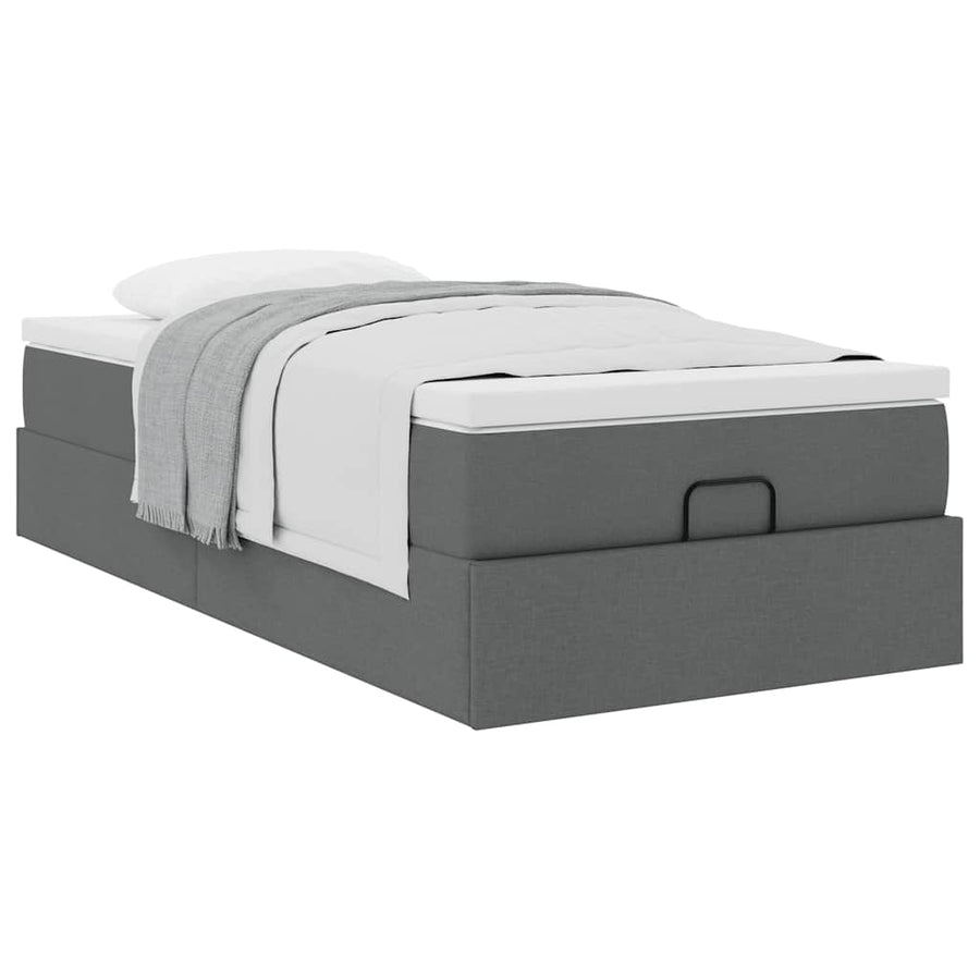 Ottoman bed met matras 90x190cm stof donkergrijs