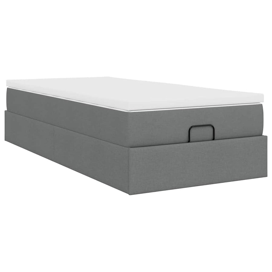 Ottoman bed met matras 90x190cm stof donkergrijs