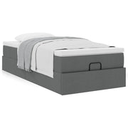 Ottoman bed with mattress 90x190cm fabric dark grey