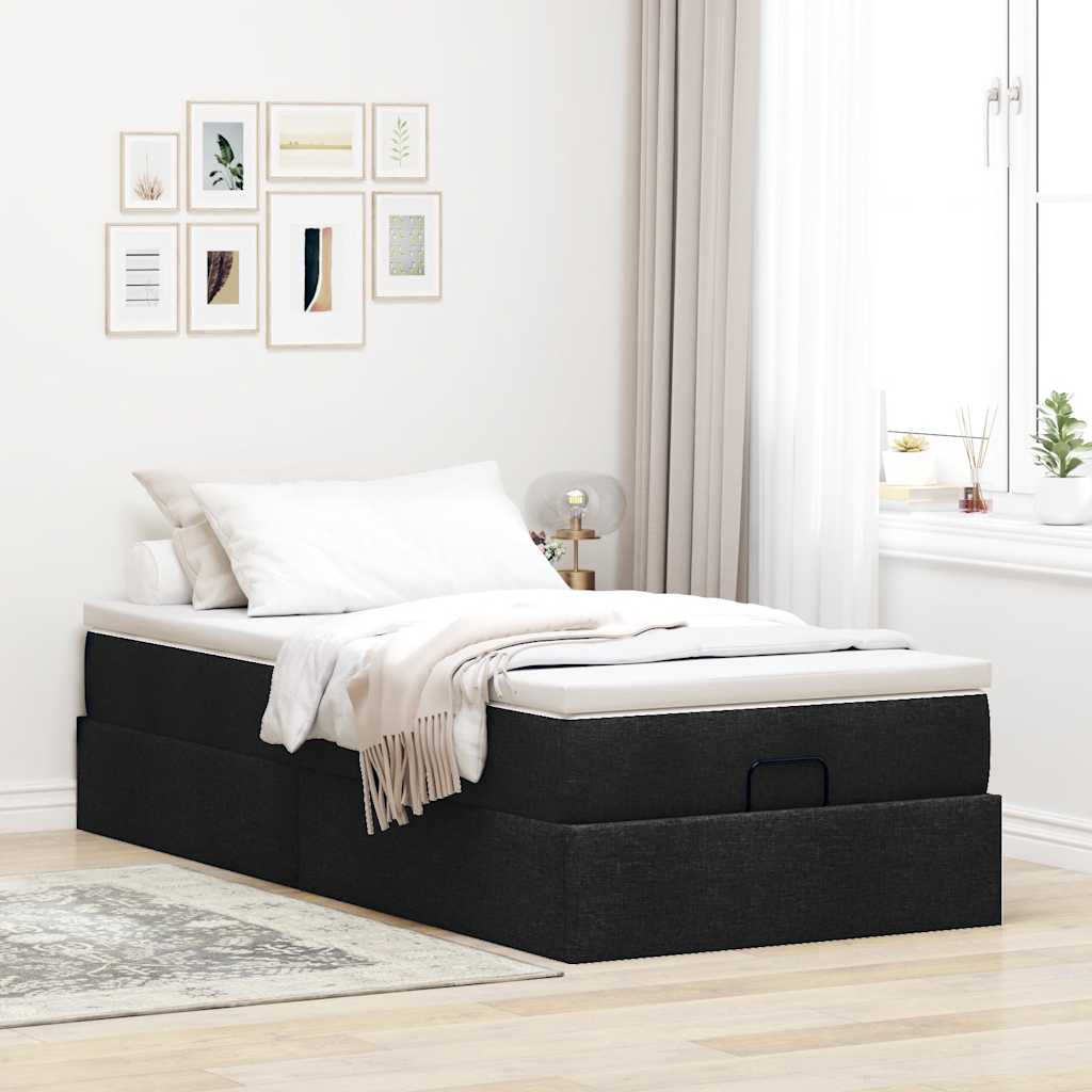 Ottoman bed met matras 90x190cm stof zwart