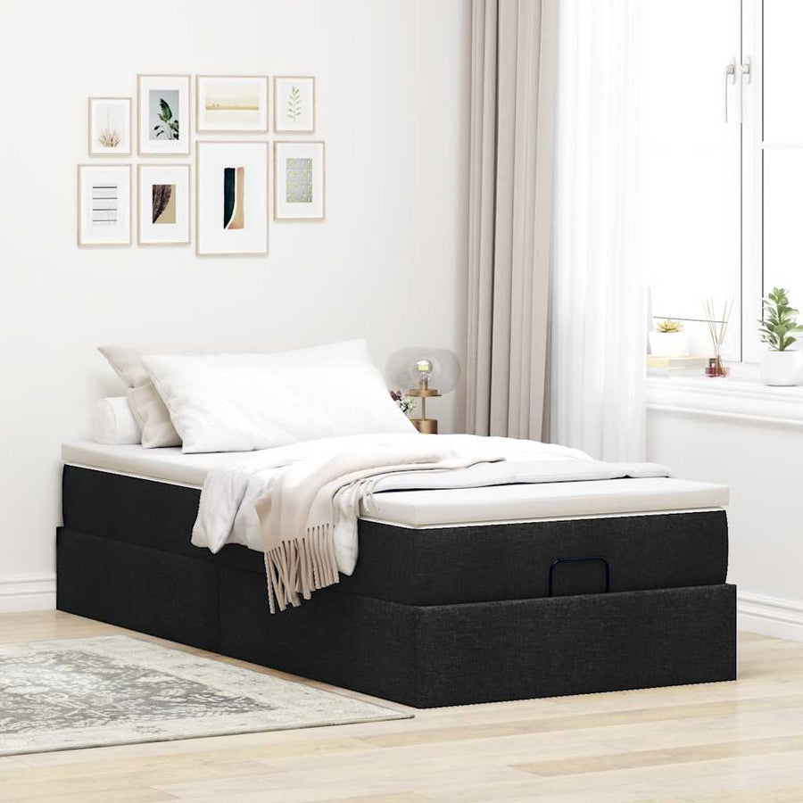 Ottoman bed met matras 90x190cm stof zwart