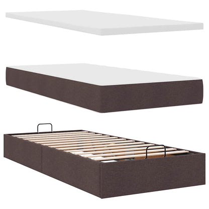 Ottoman bed met matras 90x190cm stof donkerbruin