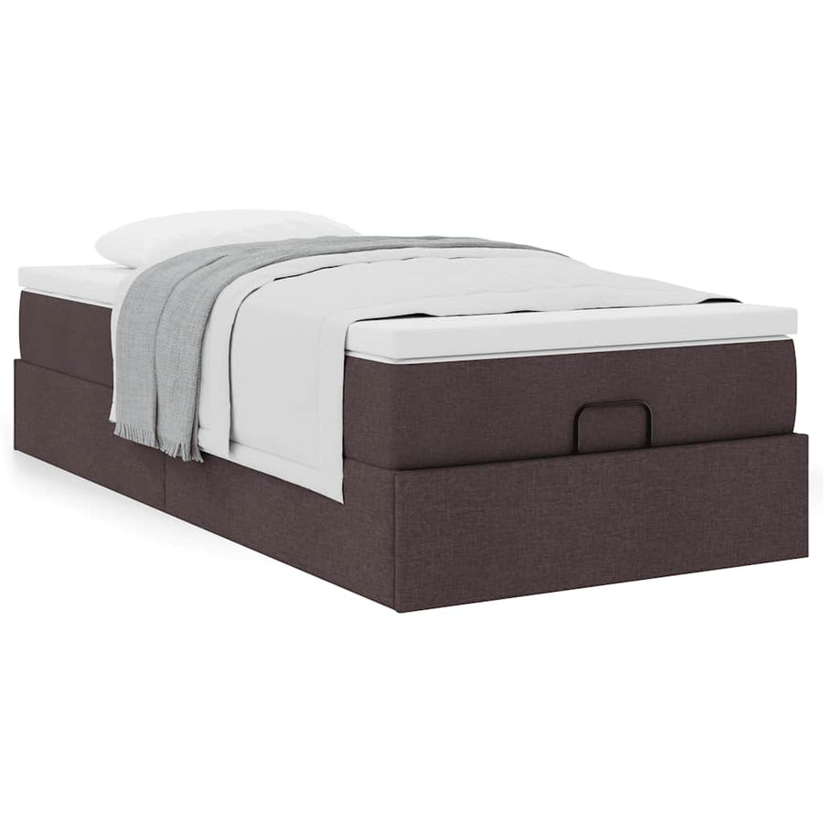 Ottoman bed met matras 90x190cm stof donkerbruin