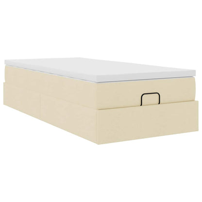 Ottoman bed met matras 90x190cm stof crèmekleurig