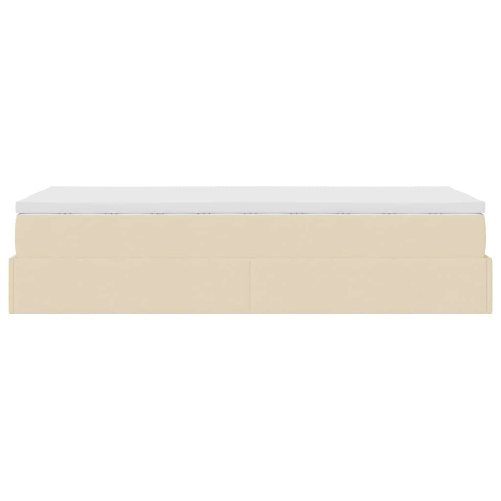 Ottoman bed met matras 90x190cm stof crèmekleurig