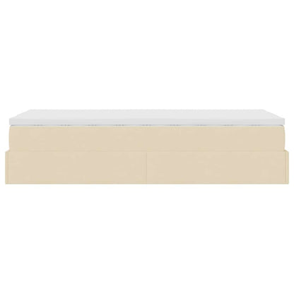 Ottoman bed met matras 90x190cm stof crèmekleurig