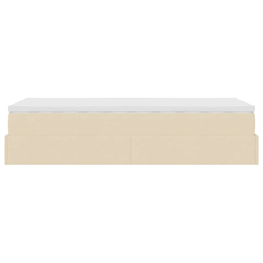 Ottoman bed met matras 90x190cm stof crèmekleurig
