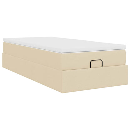Ottoman bed met matras 90x190cm stof crèmekleurig