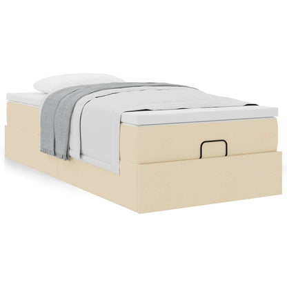Ottoman bed met matras 90x190cm stof crèmekleurig